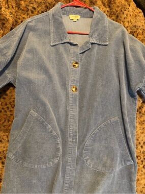 Umgee Dusty Blue Corduroy Button-Up Jacket - beachy coverup